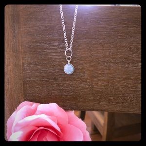 Silver plated 18” necklace with drusy pendant